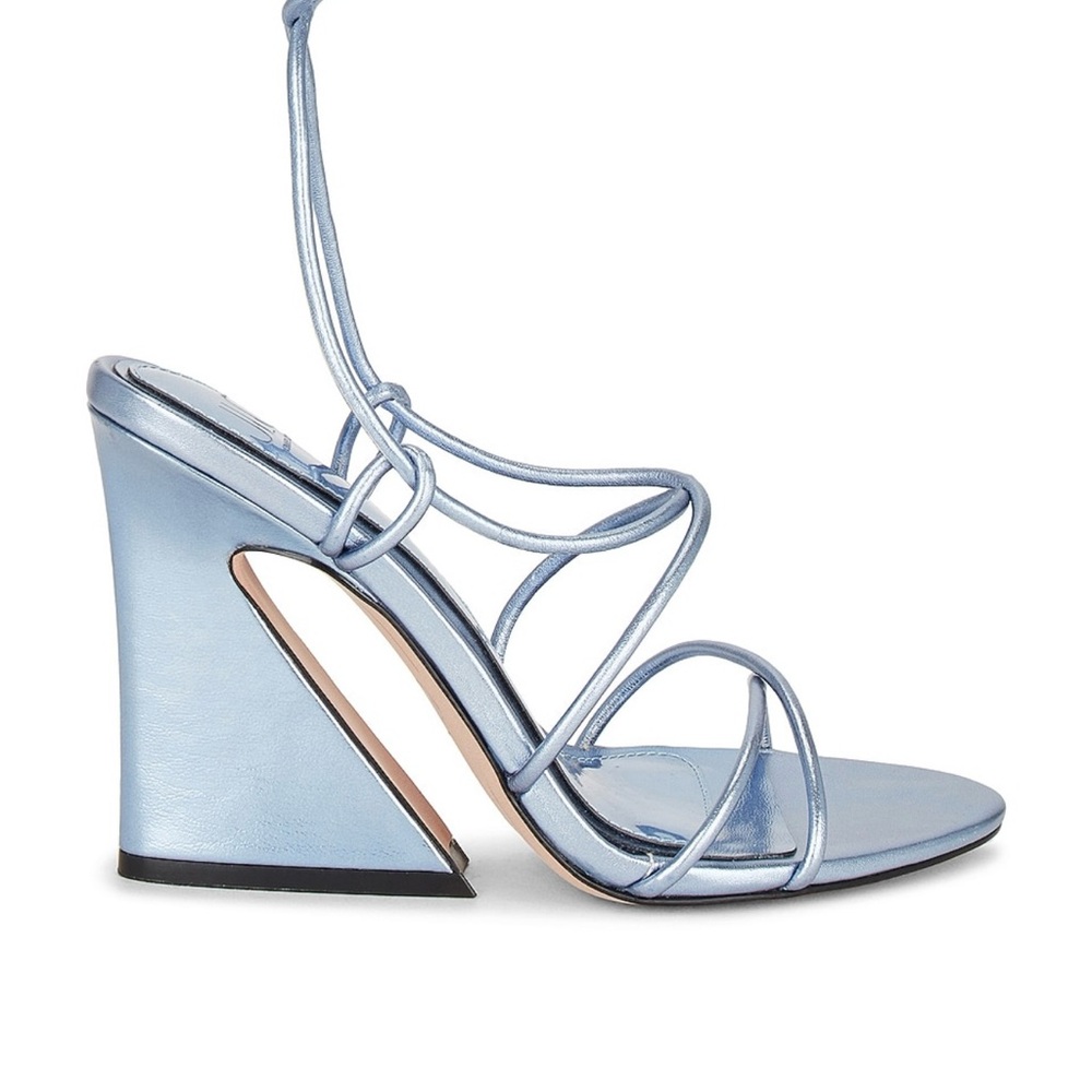 Elegant Blue Strappy Wedge Sandals